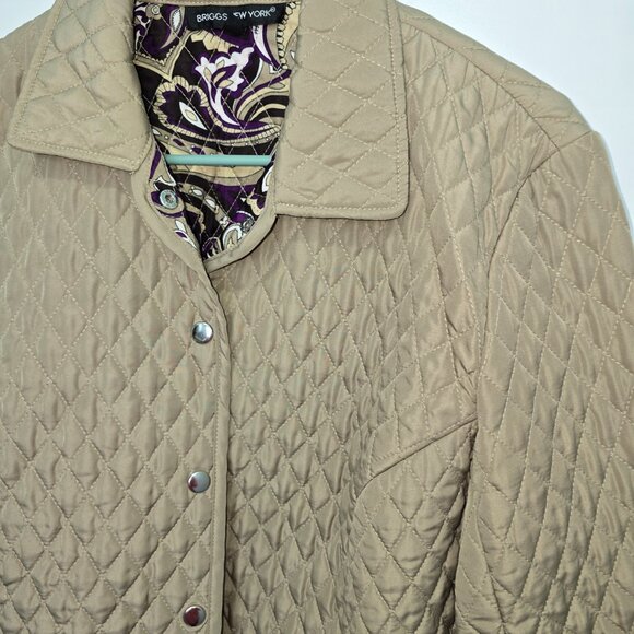 Briggs New York Jacket Lightweight Beige Quilted Purple Paisley Interior Size XL - Picture 5 of 5